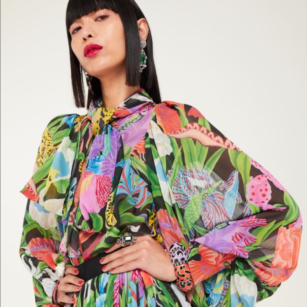 Iris Apfel × H&M Patterned Tie-bow Blouse